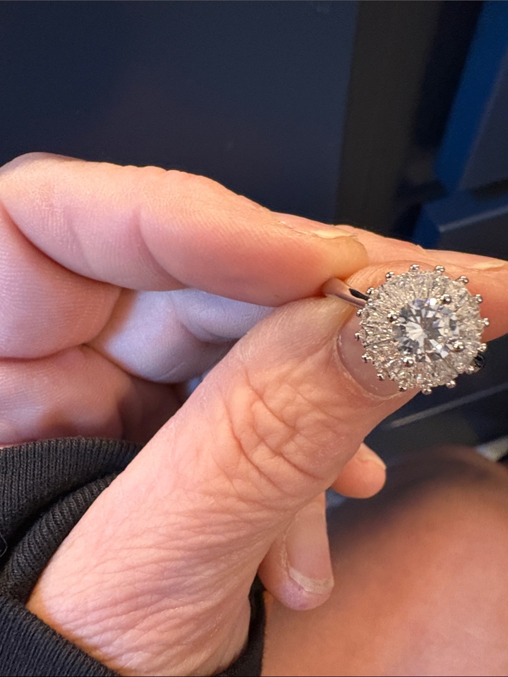 Clear Crystal Halo Statement Ring in Silver-tone - Picture 5 of 5